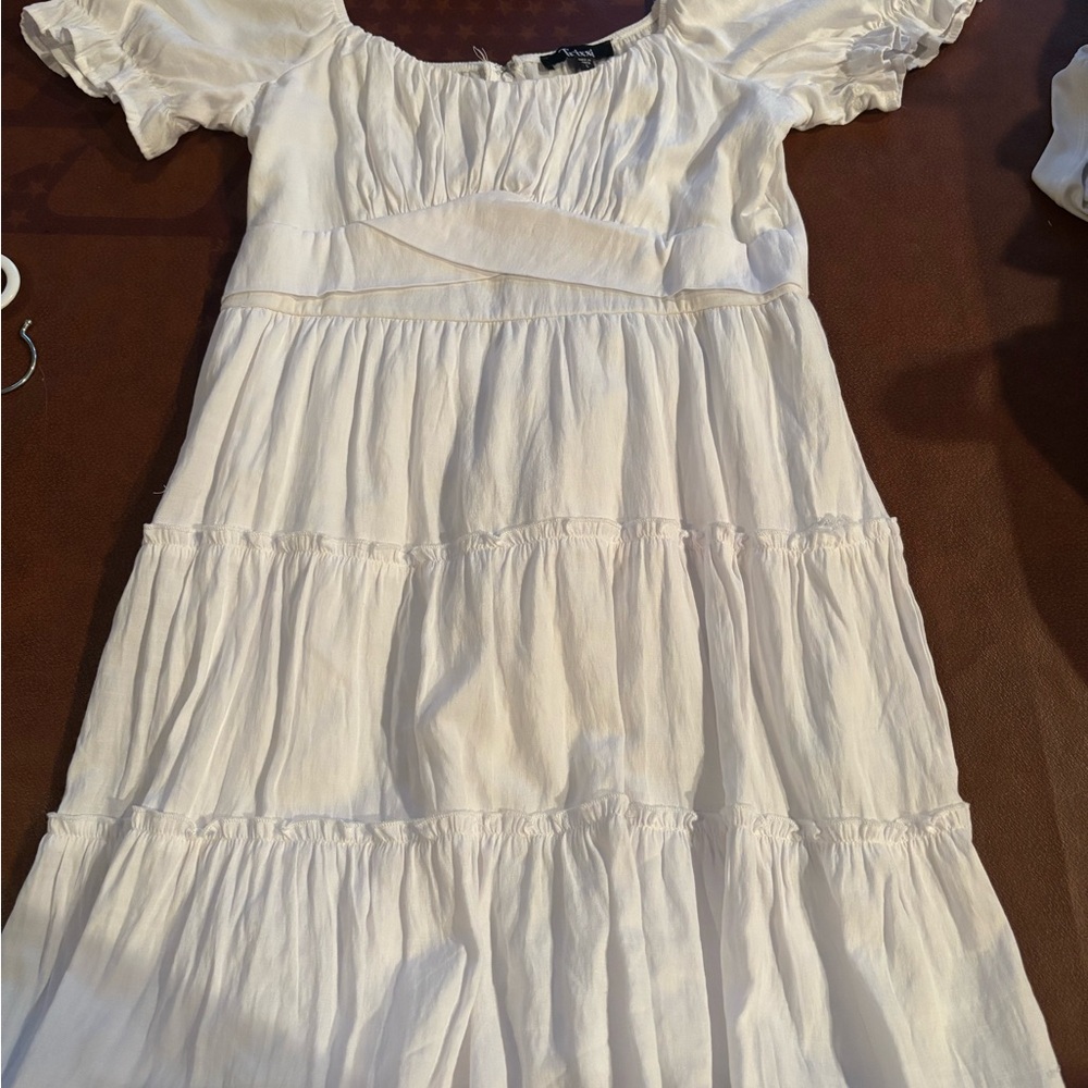 SHEIN Cream White Dress with Puff Sleeves